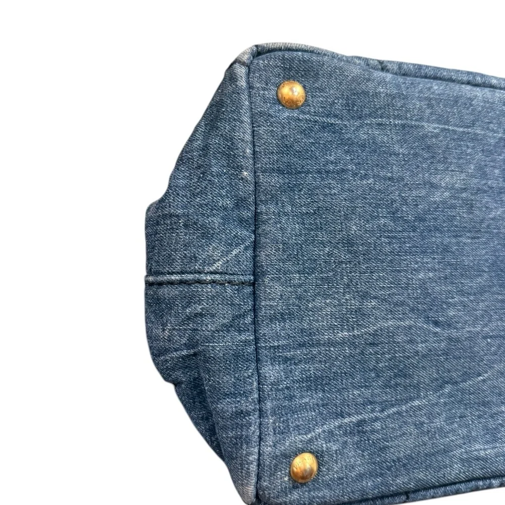 Authentic Prada Denim Canapa Tote Medium | 16” Blue Jean Prada Milano Bag - Picture 10 of 13